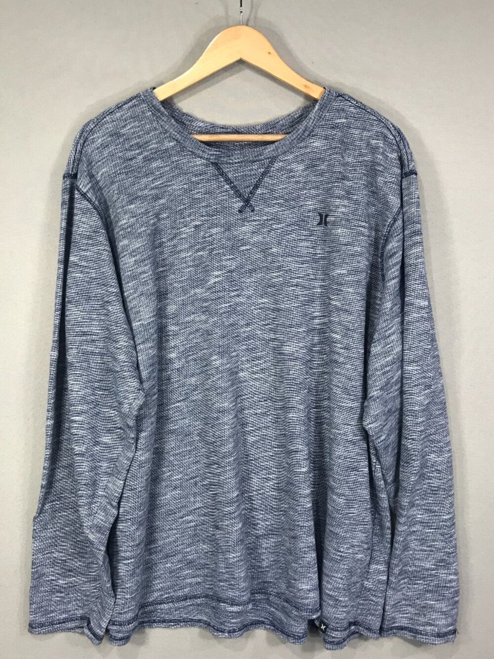 Hurley T Shirt Mens 2XL Blue Logo Pullover Tee Crewneck Long Sleeve Cotton Beach